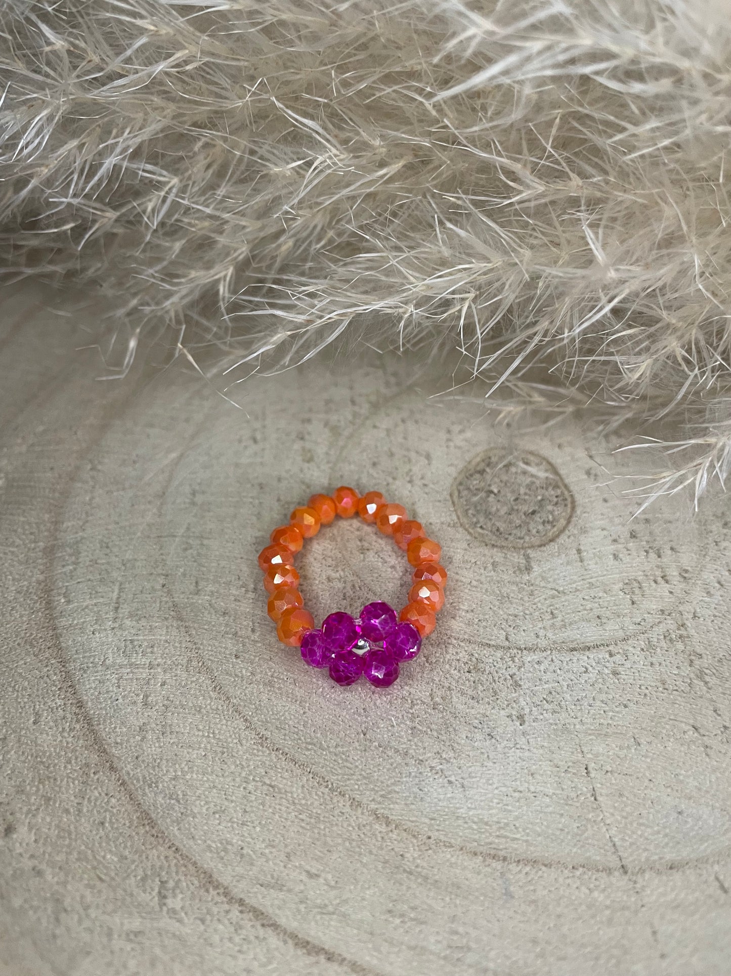 Blumen Glitzer Perlen Ring