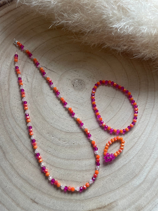 Schmuck Set „pink/orange“