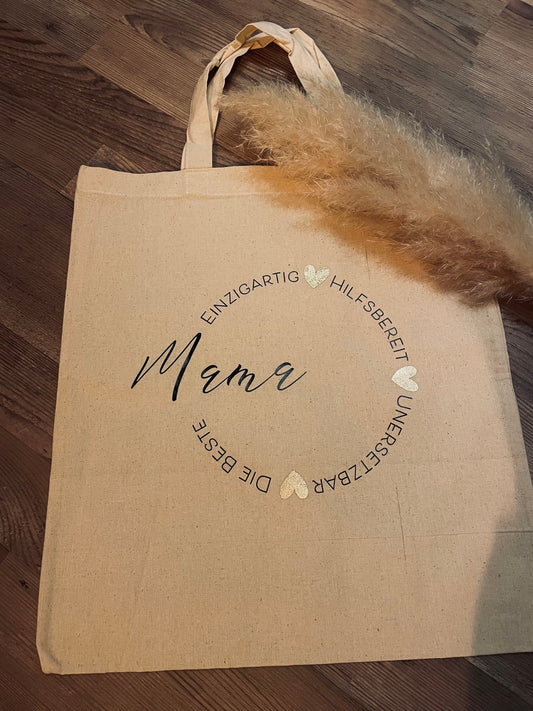 „Mama“ Jutebeutel beige