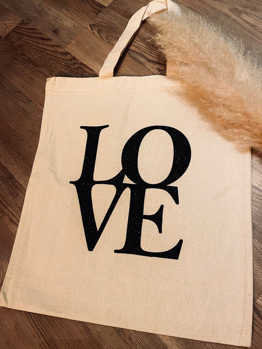 „Love“ Jutebeutel beige